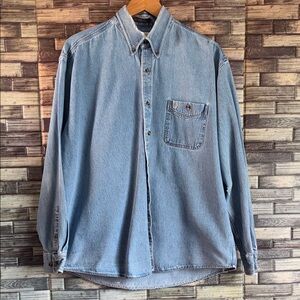 Vintage Cody James Natural distressed Classic Denim Blue Men's Shirt Large